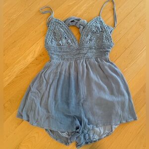 Blue Lace Halter Romper